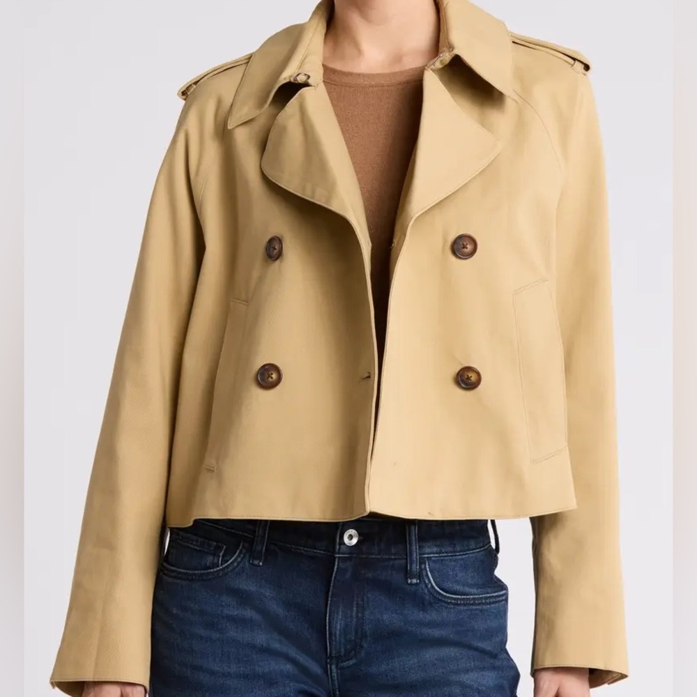 Rag & Bone Tan Cropped Trench Double-Breasted Coat